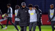Liverpool manager Juergen Klopp with Curtis Jones during training Action Images via Reuters/Jason Cairnduff/File Photo
