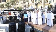 Minister of Commerce and Industry H E Mohammed bin Hamad bin Qassim Al Abdullah Al Thani with other official touring the 8th edition of Qatar International Boat Show at The Pearl Qatar. 