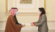 President of Georgia H E Salome Zourabichvili receiving credentials of Qatar's Ambassador H E Hassan bin Ahmed Al Motwa. 
