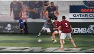 Action during the group stage of the Paris Saint-Germain - Ooredoo 5-a-side football tournament.