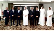 Minister of Environment and Climate Change  H E Sheikh Dr. Faleh bin Nasser bin Ahmed bin Ali Al Thani with mayors of US cities during a meeting.