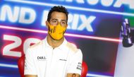 McLaren's Daniel Ricciardo during the press conference FIA/Handout via REUTERS