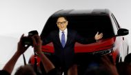 Toyota Motor Corporation President Akio Toyoda speaks at a briefing on the company's strategies on battery EVs in Tokyo, Japan December 14, 2021. REUTERS/Kim Kyung-Hoon