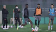Al Duhail's Almoez Ali trains with team-mates.