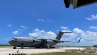 A Royal Australian Air Force C-17A Globemaster III aircraft delivers the first load of Australian Aid at Tonga's Fua'Amotu international airport January 20, 2022. Australian Department of Defence/Handout via Reuters
