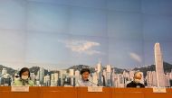 Hong Kong Chief Executive Carrie Lam speaks without a mask during a news conference in Hong Kong, China January 22, 2022. Reuters/Joyce Zhou/File Photo