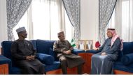 Deputy Prime Minister and Minister of State for Defence Affairs H E Dr. Khalid bin Mohammad 
Al Attiyah meeting Minister of Defence of Nigeria H E Bashir Saleh Magashi. 
