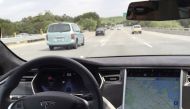 The interior of a Tesla Model S is shown in autopilot mode in San Francisco, California, U.S., April 7, 2016. REUTERS/Alexandria Sage/File Photo

