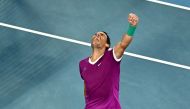 January 28, 2022 Spain's Rafael Nadal celebrates winning his semi final match against Italy's Matteo Berrettini REUTERS/Morgan Sette