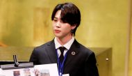 Jimin at the SDG Moment event as part of the UNGA at UN Headquarters, in New York, US, September 20, 2021. John Angelillo/Pool via REUTERS/File Photo