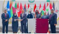 Minister of Youth and Sports of Iraq, H E Adnan Dargal, with participants from Qatar during the honouring ceremony. 