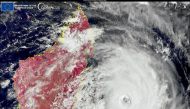 A satellite image shows Cyclone Batsirai heading towards Madagascar, February 4, 2022. European Union, Copernicus Sentinel-3 Imagery processed by @DEFIS_EU/Handout via REUTERS