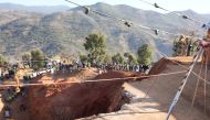 A general view shows the site where rescuers are working to reach a five-year-old boy trapped in a well in the northern hill town of Chefchaouen, Morocco February 5, 2022. REUTERS/Thami Nouas
