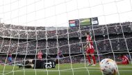 FC Barcelona's Dani Alves scores their fourth goal REUTERS/Albert Gea

