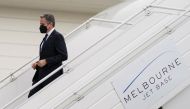 U.S. Secretary of State Antony Blinken steps from his plane upon his arrival to attend the meeting of the Quadrilateral Security Dialogue (Quad) foreign ministers in Melbourne, Australia, February 9, 2022. REUTERS/Kevin Lamarque