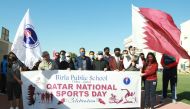 Staff and students of Birla Public School celebrating National Sport Day.