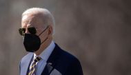 U.S. President Joe Biden walks on the South Lawn of the White House to board Marine One, in Washington, U.S., February 10, 2022. REUTERS/Tom Brenner