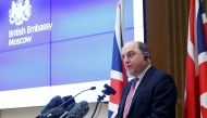 FILE PHOTO: British defence minister Ben Wallace attends a news conference following his talks with Russian Defence Minister Sergei Shoigu in Moscow, Russia, February 11, 2022. REUTERS/Maxim Shemetov/File Photo
