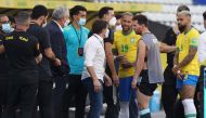 FILE PHOTO: Argentina's Lionel Messi and Brazil's Neymar are seen as play is interrupted after Brazilian health officials objected to the participation of three Argentine players they say broke quarantine rules REUTERS/Amanda Perobelli