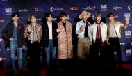 Members of South Korean boy band BTS pose on the red carpet during the annual MAMA Awards at Nagoya Dome in Nagoya, Japan, December 4, 2019. REUTERS/Kim Kyung-Hoon/File Photo