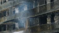 The damage at an apartment block that caught fire is seen, in Essen, Germany February 21, 2022. REUTERS/Thilo Schmuelgen