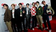 BTS poses at the carpet during arrivals ahead of iHeartRadio Jingle Ball concert at The Forum, in Inglewood, California, U.S., December 3, 2021. REUTERS/Mario Anzuoni/File Photo