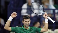 Serbia's Novak Djokovic celebrates winning his second round match against Russia's Karen Khachanov REUTERS/Suhaib Salem
