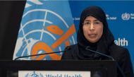 Minister of Public Health H E Dr. Hanan Mohammed Al Kuwari speaking virtually during a high-level meeting of the United Nations General Assembly.  
