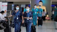 FILE PHOTO: Sri Lankan Airlines staff wear masks at Bandaranaike International Airport after Sri Lanka confirmed the first case of coronavirus in the country, in Katunayake, Sri Lanka January 30, 2020. REUTERS/Dinuka Liyanawatte
