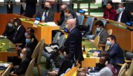 Russian Ambassador to the U.N. Vasily Nebenzya walks to the podium during the 11th emergency special session of the 193-member U.N. General Assembly on Russia's invasion of Ukraine, at the United Nations Headquarters in Manhattan, New York City, New York, U.S. February 28, 2022. REUTERS.