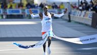 Kenyan Eliud Kipchoge crosses the finish line to win the men's category in the Tokyo Marathon in Tokyo, Japan March 6, 2022. Kazuhiro Nogi/Pool via REUTERS