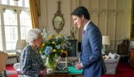 Britain's Queen Elizabeth receives Canadian Prime Minister Justin Trudeau at Windsor Castle, Britain March 7, 2022. Steve Parsons/Pool via REUTERS