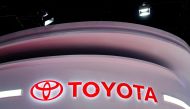 The Toyota logo is seen at its booth during a media day for the Auto Shanghai show in Shanghai, China, April 19, 2021. REUTERS/Aly Song/File Photo