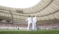 Ali Al Mansoori and Ahmed Khalil at the Khalifa International Stadium.