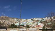Informal settlements dot a hillside in Kabul, Afghanistan, where about 75% of the city is informally settled. Photo taken November 6, 2019. Thomson Reuters Foundation/Rina Chandran