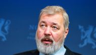 Nobel Peace Prize winner for the year Dmitry Muratov takes part in a news conference. Reuters photo