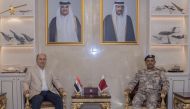 Chief of Staff of Qatar Armed Forces Staff Lieutenant General (Pilot) H E Salem bin Hamad bin Aqeel Al Nabit with Chief of Staff of the Armed Forces of the Arab Republic of Egypt Lieutenant General H E Osama Askar.
