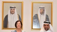 Qatar University President Dr. Hassan Al Derham and UBS President Dr. Virginie Dupont, after signing the agreement. 
