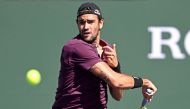 Matteo Berrettini (ITA) hits a shot during his fourth round match against Miomir Kecmanovic (not pictured) at the BNP Paribas Open at the Indian Wells Tennis Garden. Mandatory Credit: Jayne Kamin-Oncea-USA TODAY Sports