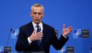 NATO Secretary General Jens Stoltenberg holds a news conference during a NATO summit to discuss Russia's invasion of Ukraine, in Brussels, Belgium, March 24, 2022. REUTERS/Gonzalo Fuentes/File Photo

