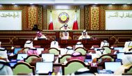 Speaker H E Hassan bin Abdulla Al Ghanim chairing the Shura Council session yesterday. 
