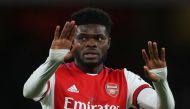 February 24, 2022 Arsenal's Thomas Partey reacts Action Images via Reuters/Matthew Childs