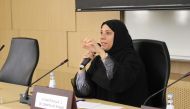 Dr. Sharifa Noaman Al Emadi presenting a lecture. 