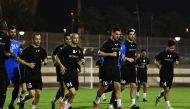 Al Gharafa players during a training session ahead of match against Foolad Khouzestan FC.  