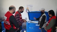 QRCS field inspectors checking quality compliance at a COVID-19 vaccination centre in northern Syria. 