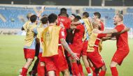 Al Duhail players celebrate after the win on Friday. 
