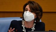 Italy's outgoing Minister for Family and Equal Opportunities Elena Bonetti speaks during a news conference with Italia Viva's leader and former Italian Prime Minister Matteo Renzi in Rome, Italy, January 13, 2021. Alberto Pizzoli/Pool via REUTERS