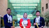 Winners Rahaf Abutarbush (centre), Ammar Karkour and Abdullah Shaar 