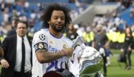Real Madrid's Marcelo celebrates with the trophy after winning LaLiga REUTERS/Susana Vera
