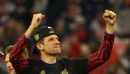 April 23, 2022 Bayern Munich's Thomas Muller celebrates after winning the Bundesliga REUTERS/Kai Pfaffenbach DFL